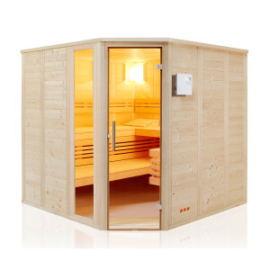 Sauna Urban 209x209x200cm corner entry and window