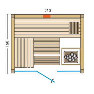 Sauna Panorama Complete Fichte 210x160x203cm