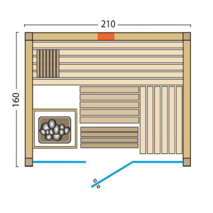 Sauna Panorama Complete Fichte 210x160x203cm