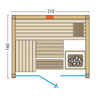 Sauna Panorama Complete Spruce 210x160x203cm