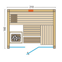 Sauna Panorama Complete Fichte 210x160x203cm