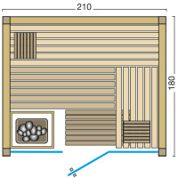 Sauna Panorama 180 spruce - 210x180x203cm