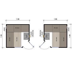 Sauna Espoo solid wood 45mm with corner entrance and window