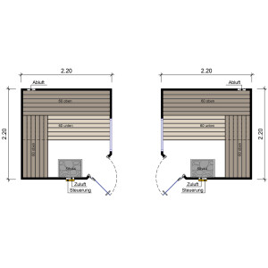 Sauna Espoo solid wood 45mm with corner entrance and window