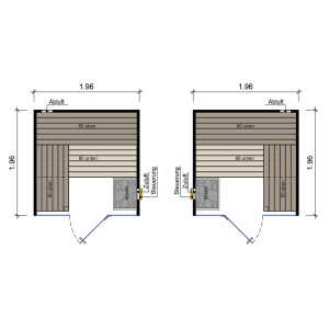 Sauna Espoo Massivholz 45mm mit Glasfront