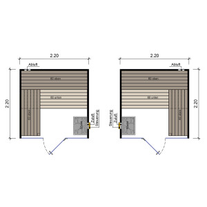 Sauna Espoo solid wood 45mm with glass front