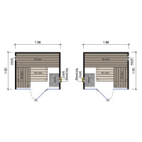 Sauna Espoo Massivholz 45mm mit Glasfront