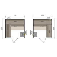 Sauna Espoo Massivholz 45mm mit Glasfront